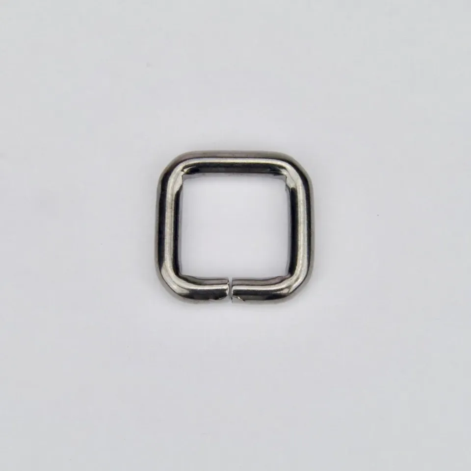 Leather House Vierkante Ring Zwart 15 mm set 2 stuks