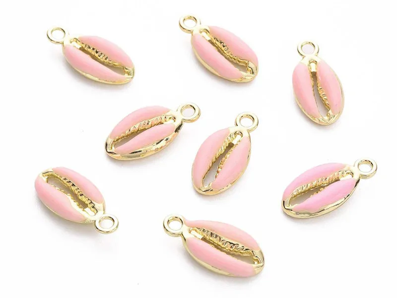 La Petite Epicerie bedel kauri schelp emaille roze 17 mm per stuk