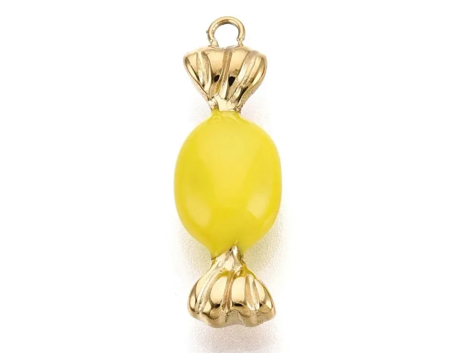La Petite Epicerie bedel snoepje geel goud 25 mm RVS