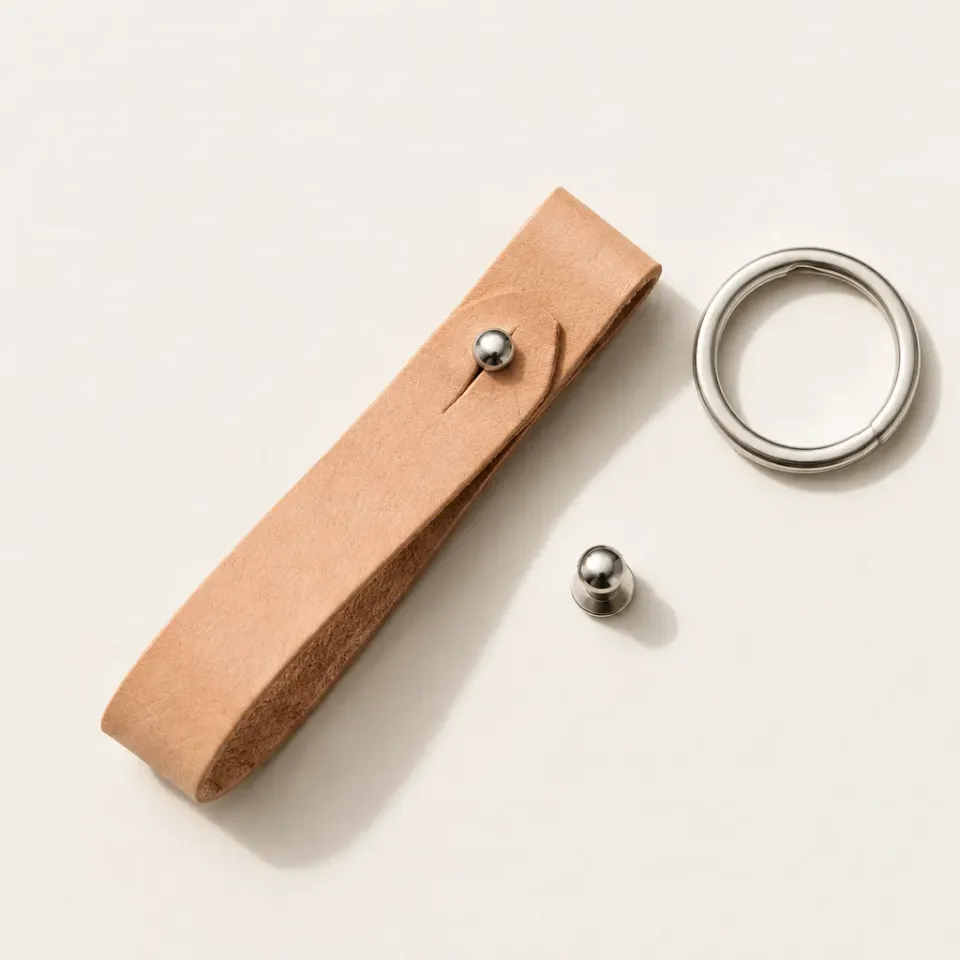 Leather House Key Fob sleutelhanger kit naturel leer