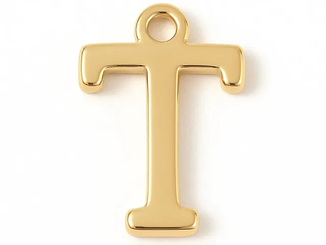 La Petite Epicerie letter T bedel messing 18k goud 10mm