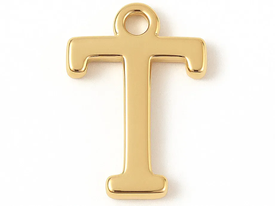 La Petite Epicerie letter T bedel messing 18k goud 10mm