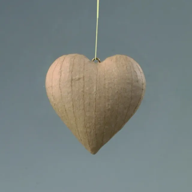 Eco Shape hart papier-maché 80 mm bolvormig met koord