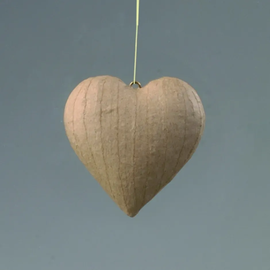 Eco Shape hart papier-maché 80 mm bolvormig met koord