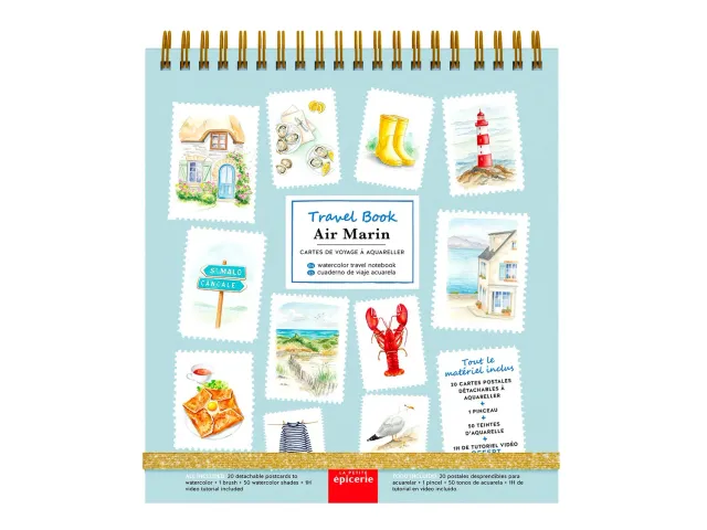 La Petite Epicerie Travel Book Air Marin aquarelboek 20 kaarten marin