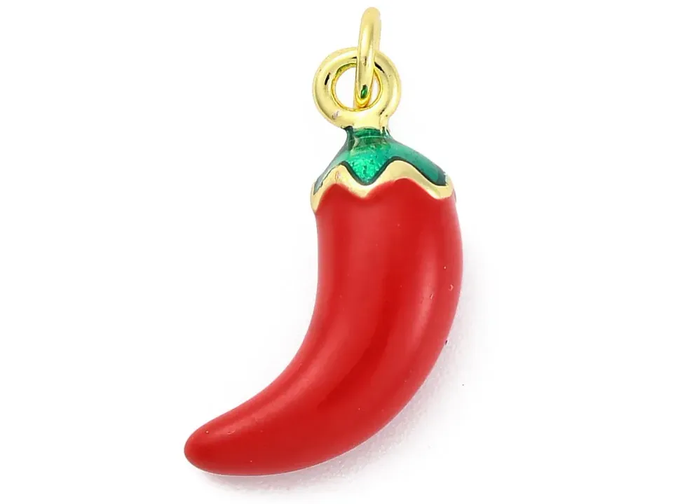 La Petite Epicerie piment bedel rood emaille 18K goud