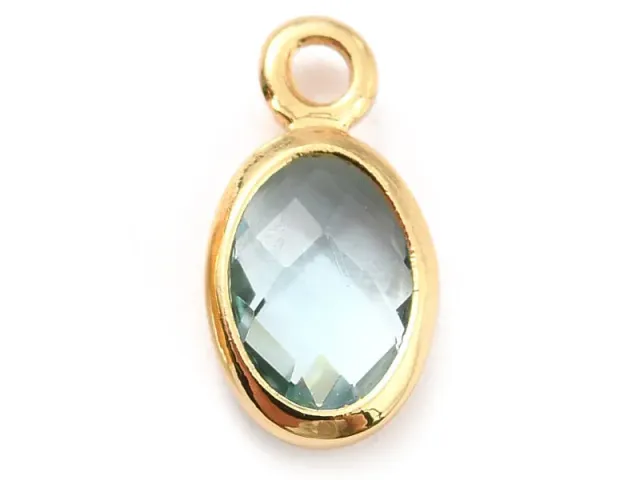 La Petite Epicerie hanger ovaal facet glas aqua goud 9mm