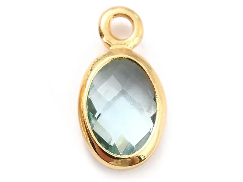 La Petite Epicerie hanger ovaal facet glas aqua goud 9mm