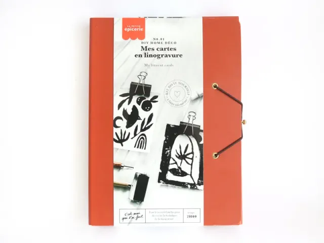 La Petite Epicerie MKMI kaarten linogravure DIY set 4 stuks