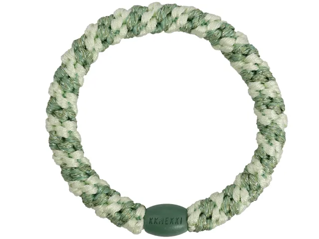 Kknekki Classic haarelastiek strepen pistache mint glitter