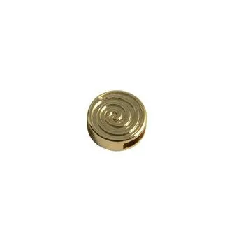 Bijounique Spiraal rond goud leerschuif 6 mm per stuk
