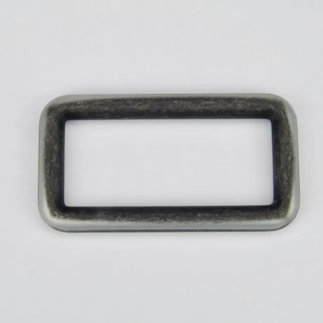 Leather House rechthoekige ring 45 mm zwart destroyed