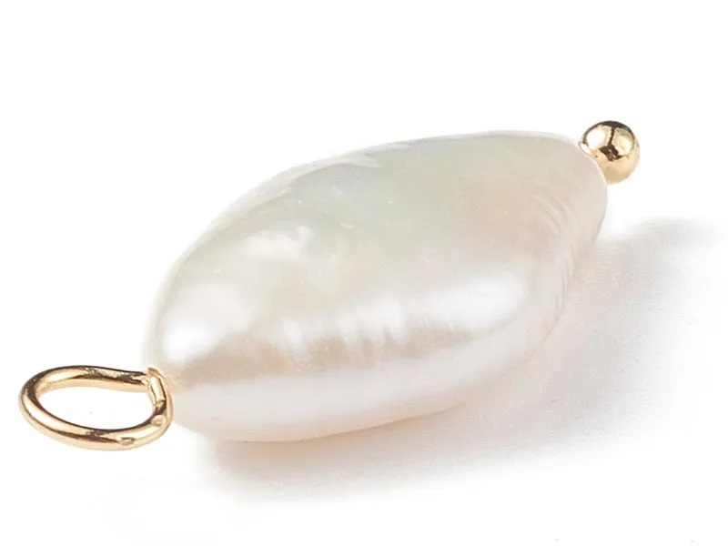 La Petite Epicerie hanger ruit zoetwaterparel goud 23x10mm