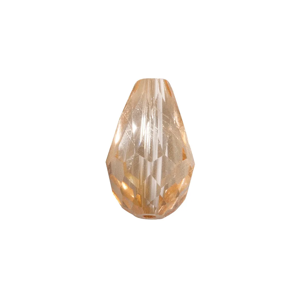 Bijounique Glazen Facetkraal Druppel 18x12 mm Golden Shadow