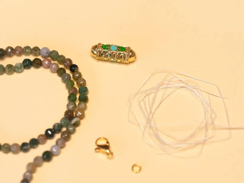 La Petite Epicerie Mon collier agate ketting set groen natuursteen