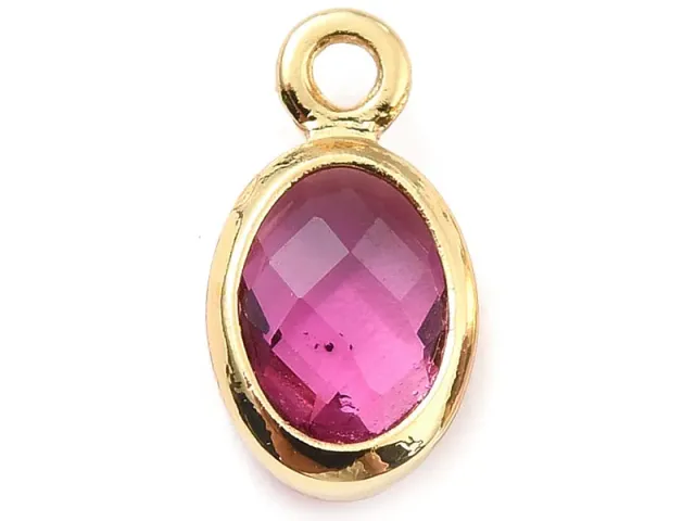 La Petite Epicerie ovale hanger glas fuchsia 9 mm goud