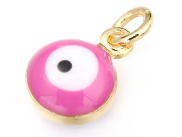 La Petite Epicerie oog bedel roze emaille 9,5 mm goud