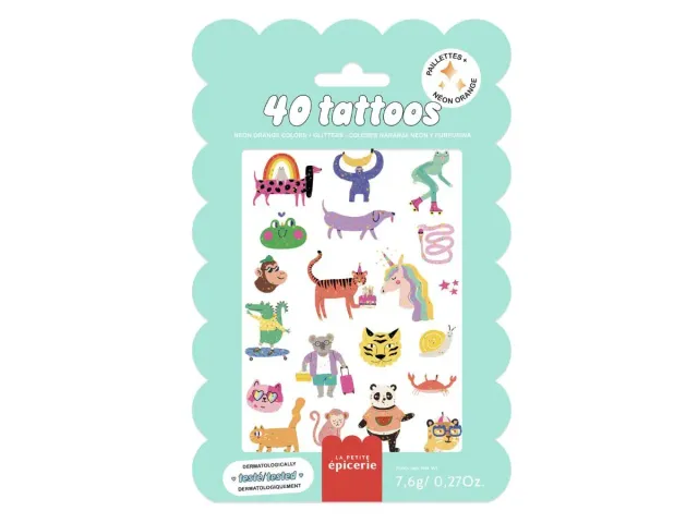La Petite Epicerie Cute Animals plaktattoo neon 40 stuks