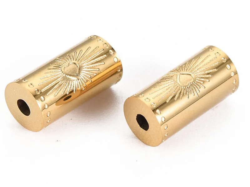 La Petite Epicerie Talisman kolom kraal 12 mm goud 14K hart