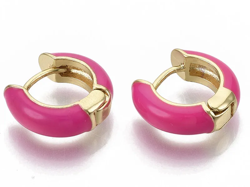 La Petite Epicerie Huggie creolen oorbellen felroze verguld