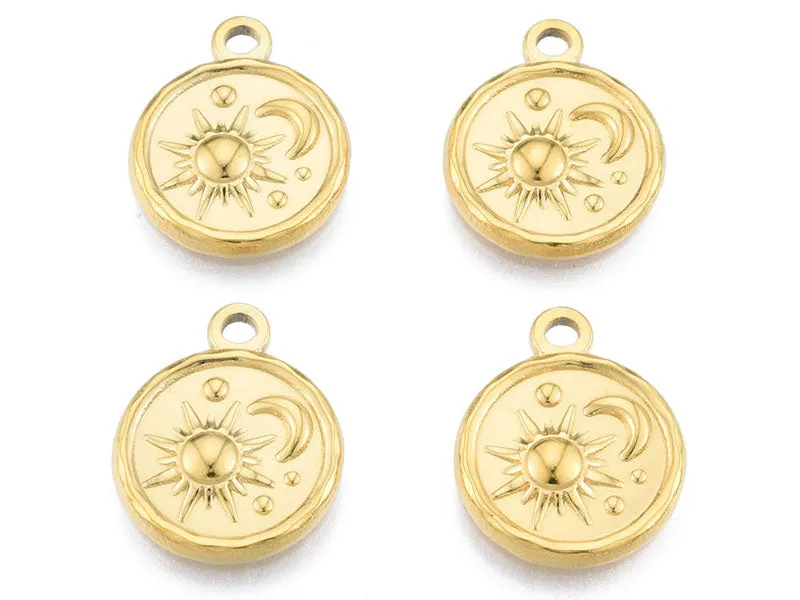La Petite Epicerie hanger zon maan goud 19x15 mm per stuk