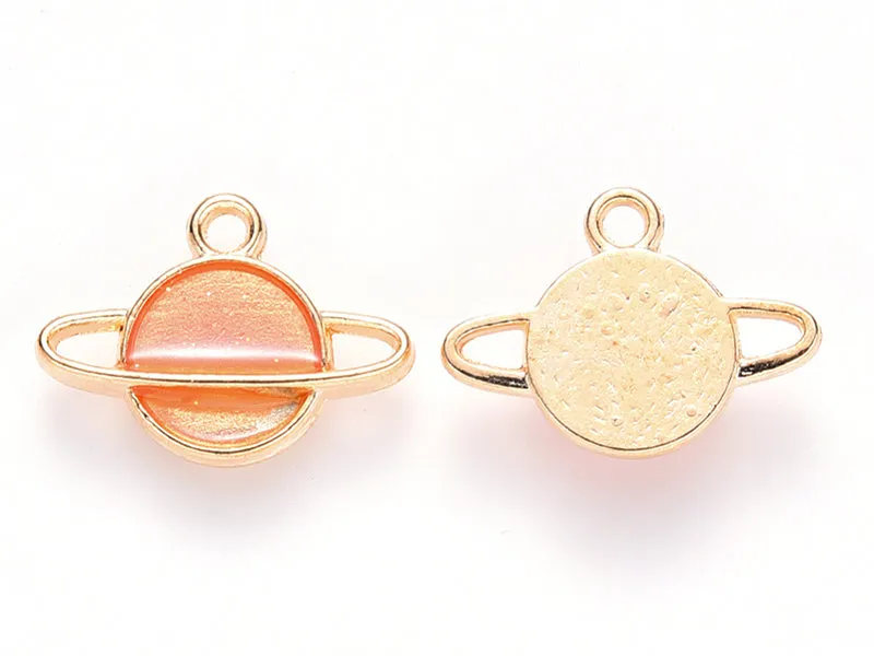 La Petite Epicerie bedel planeet emaille oranje-goud 12 mm