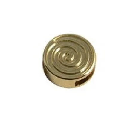 Bijounique Spiraal rond goud leerschuif 6 mm per stuk
