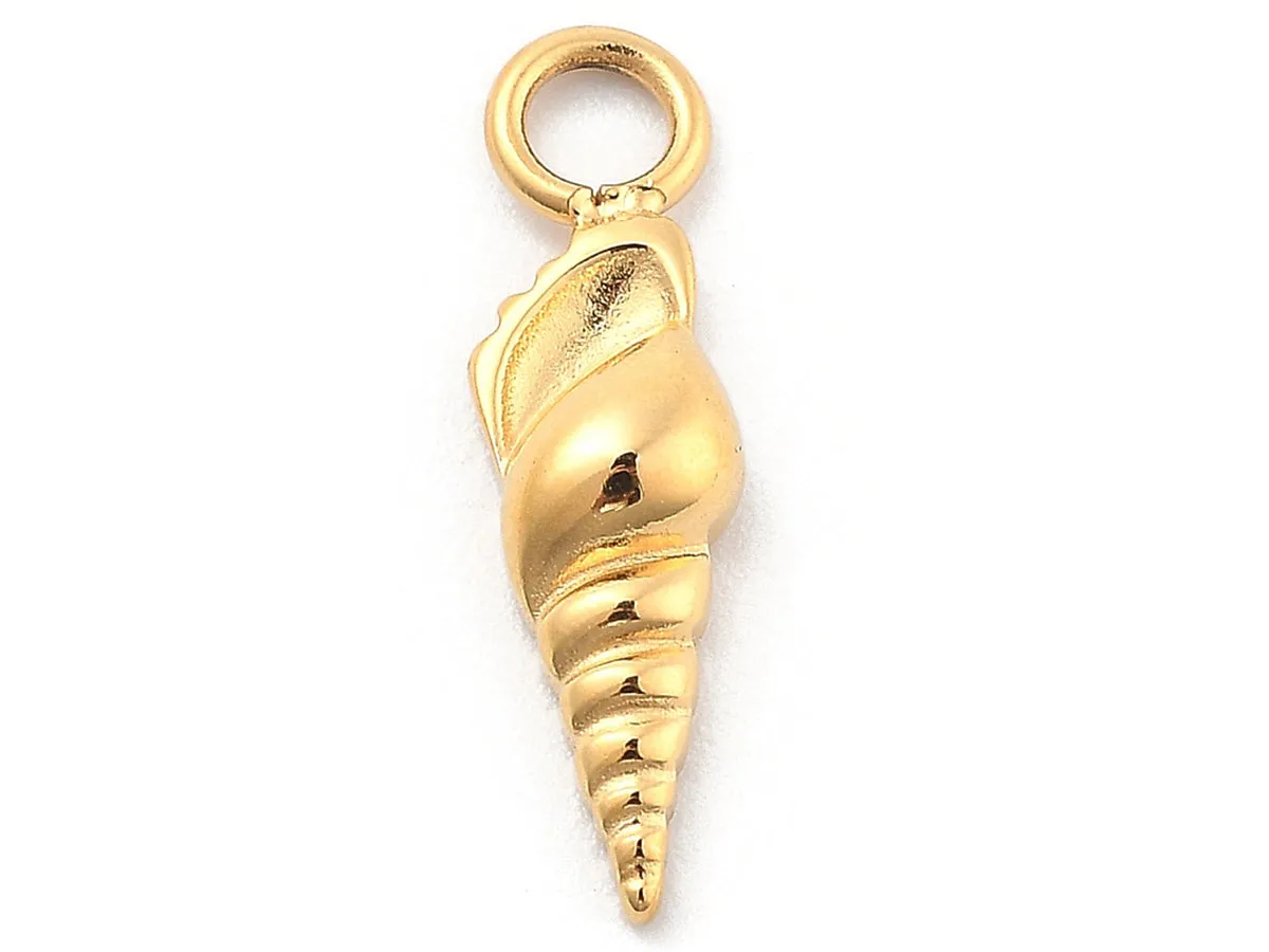 La Petite Epicerie schelp hanger RVS goud 14K per stuk 16,5 mm