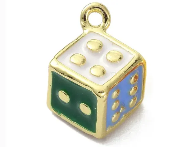 La Petite Epicerie Dobbelsteen bedel multicolor emaille 13,5 mm