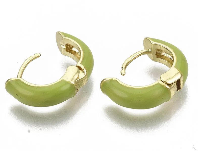 La Petite Epicerie Huggie creolen oorbellen groen verguld