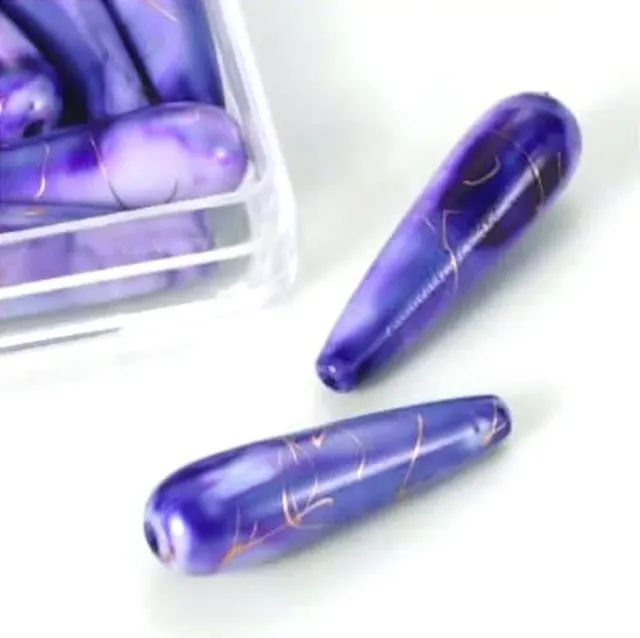 LTC-Leiden Oil paint kralen druppel lavendel 30x8 mm 8 st