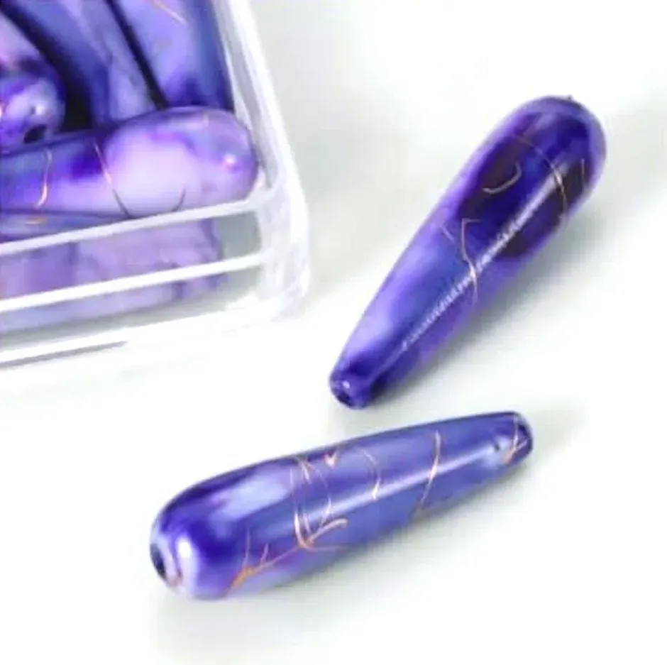 LTC-Leiden Oil paint kralen druppel lavendel 30x8 mm 8 st