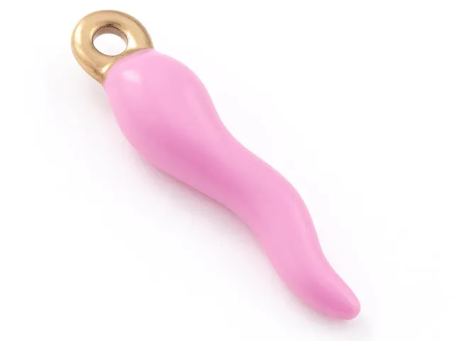 La Petite Epicerie Italiaanse hoorn bedel roze email 17,5 mm