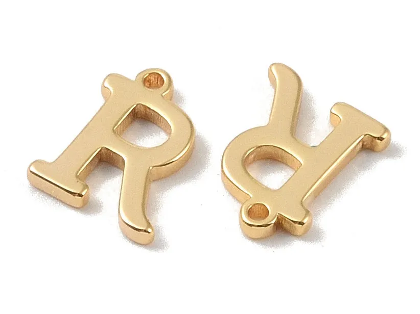 La Petite Epicerie bedel letter R goud 18K per stuk 10x12mm