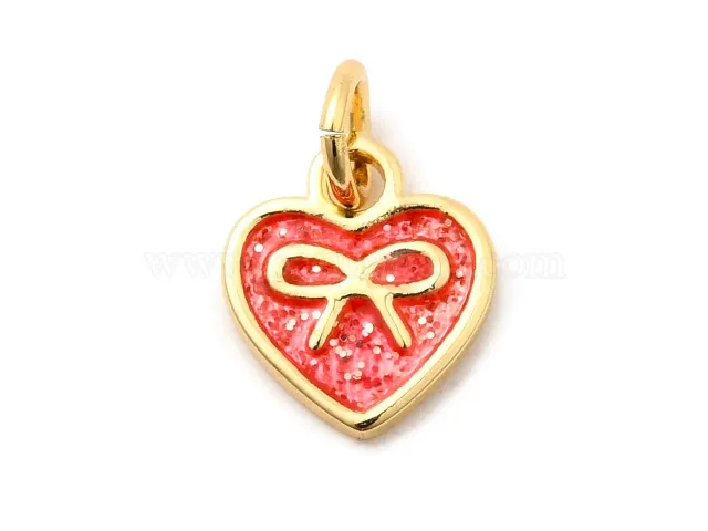 La Petite Epicerie hart bedel strik rood emaille goud 10,5 mm