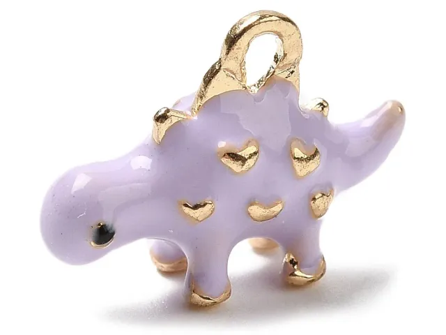 La Petite Epicerie dino paars emaille bedel goud 15 mm