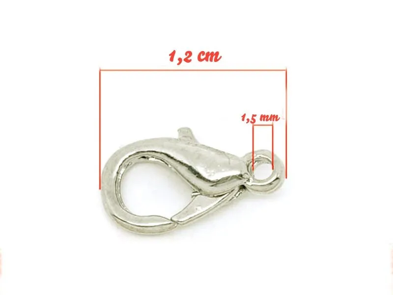 La Petite Epicerie karabijnslotjes 12 mm zilver 10 stuks