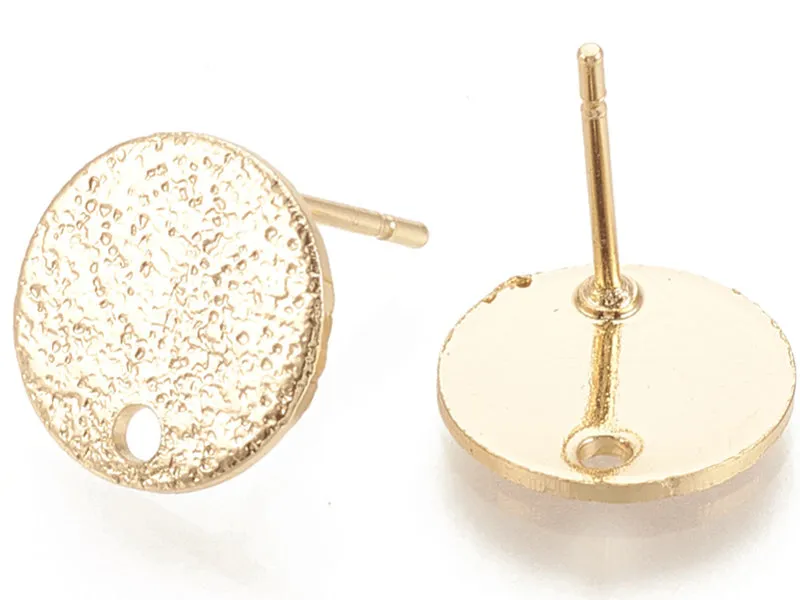 La Petite Epicerie ronde oorknopjes gehamerd 10 mm verguld