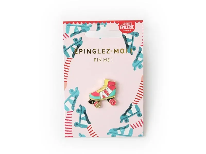 La Petite Epicerie vintage pin rolschaatsen emaille broche