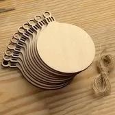 Astrid Brouwers Kerstballen plat hout 7 cm set 10