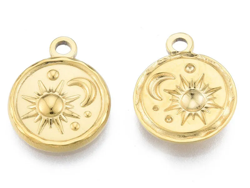 La Petite Epicerie hanger zon maan goud 19x15 mm per stuk
