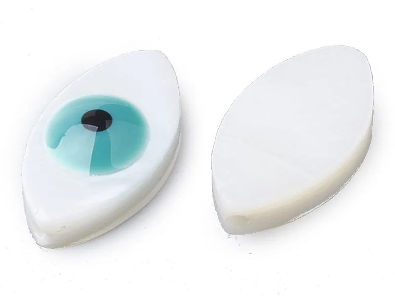 La Petite Epicerie zoetwaterparel oog kraal 15x8 mm turquoise per stuk