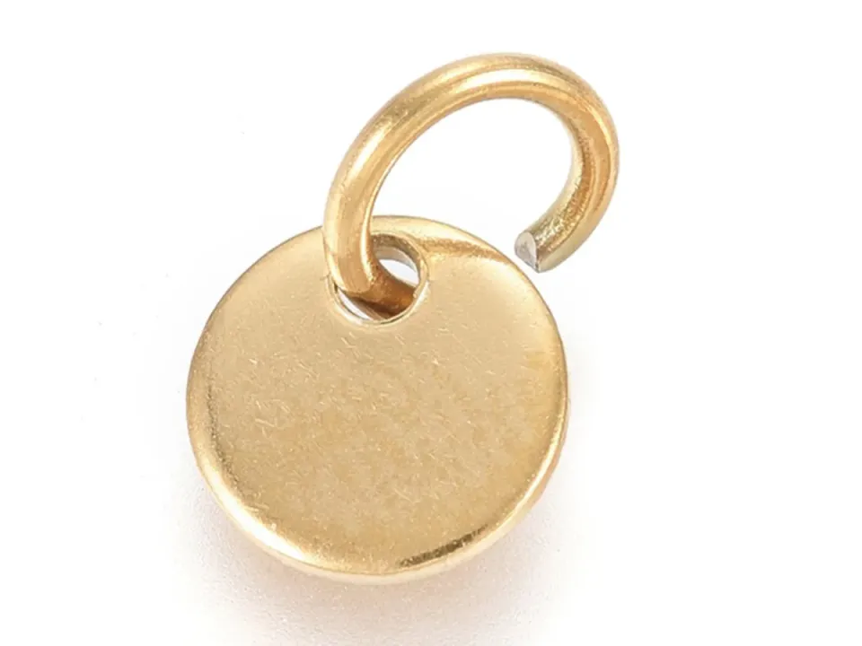 La Petite Epicerie graveerbedel rond goud 6 mm per stuk