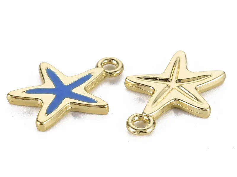 La Petite Epicerie zeester bedel blauw goud per stuk emaille