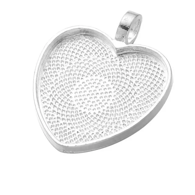 Bijounique hanger hart metaal zilver 25 mm per stuk