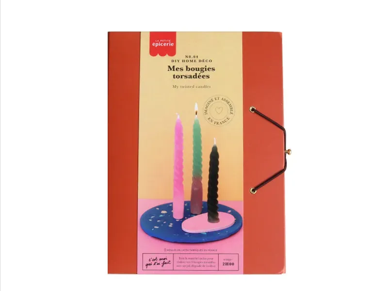 La Petite Epicerie DIY kit gedraaide kaarsen roze groen 2 stuks
