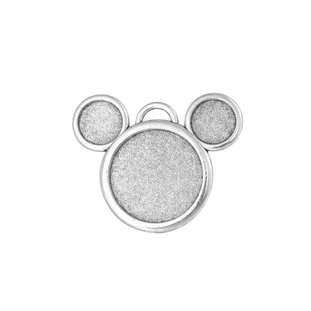 Bijounique Mickey Minnie Mouse hanger antiek zilver per stuk