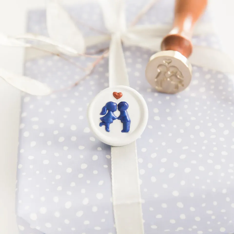 Jessy at Sea 3D Kissing Couple waxstempel 25 mm liefde