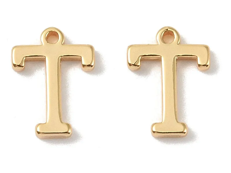 La Petite Epicerie letter T bedel messing 18k goud 10mm