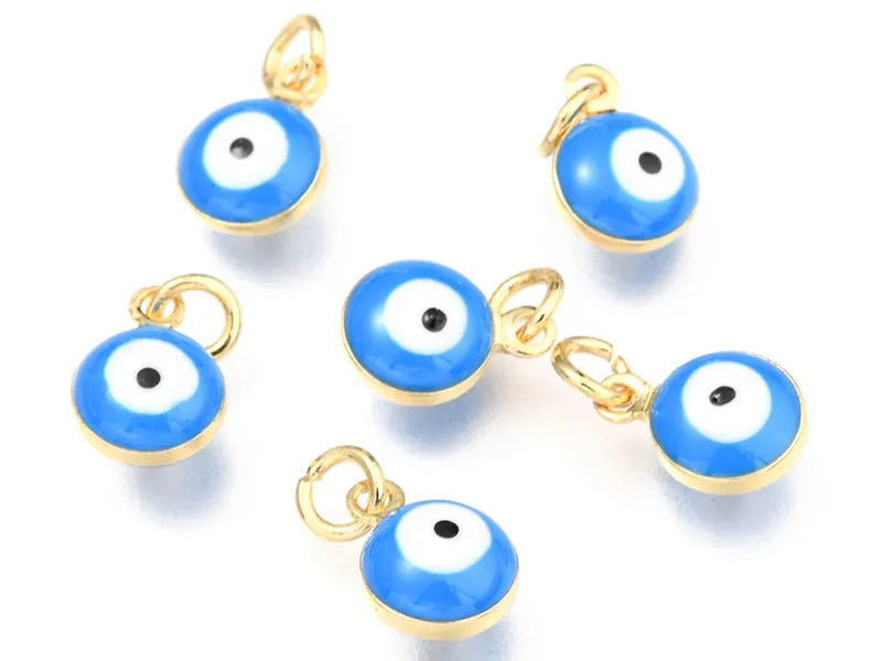 La Petite Epicerie Oog Blauw bedel emaille 9,5 mm goud
